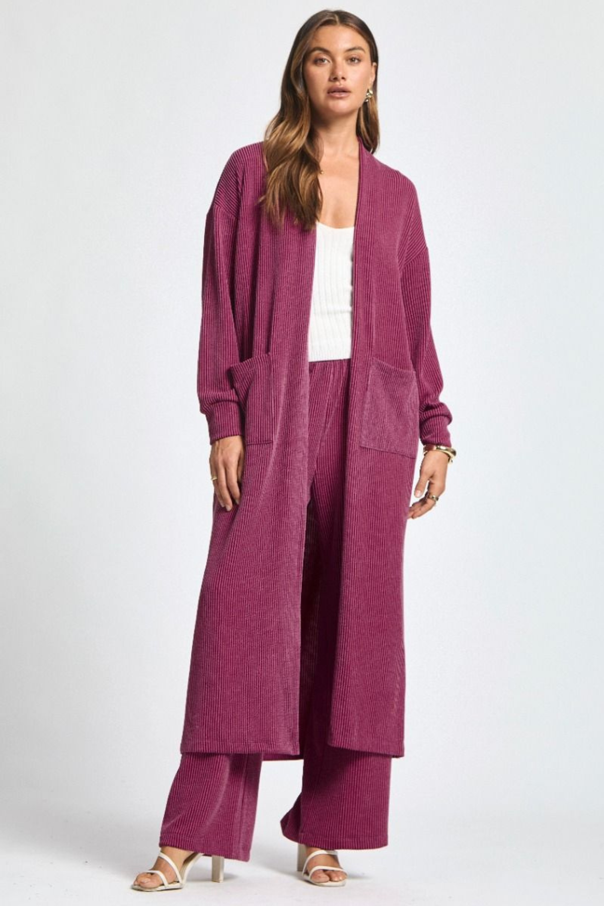 TPN The Travel Cozy Cardigan Set – Plum