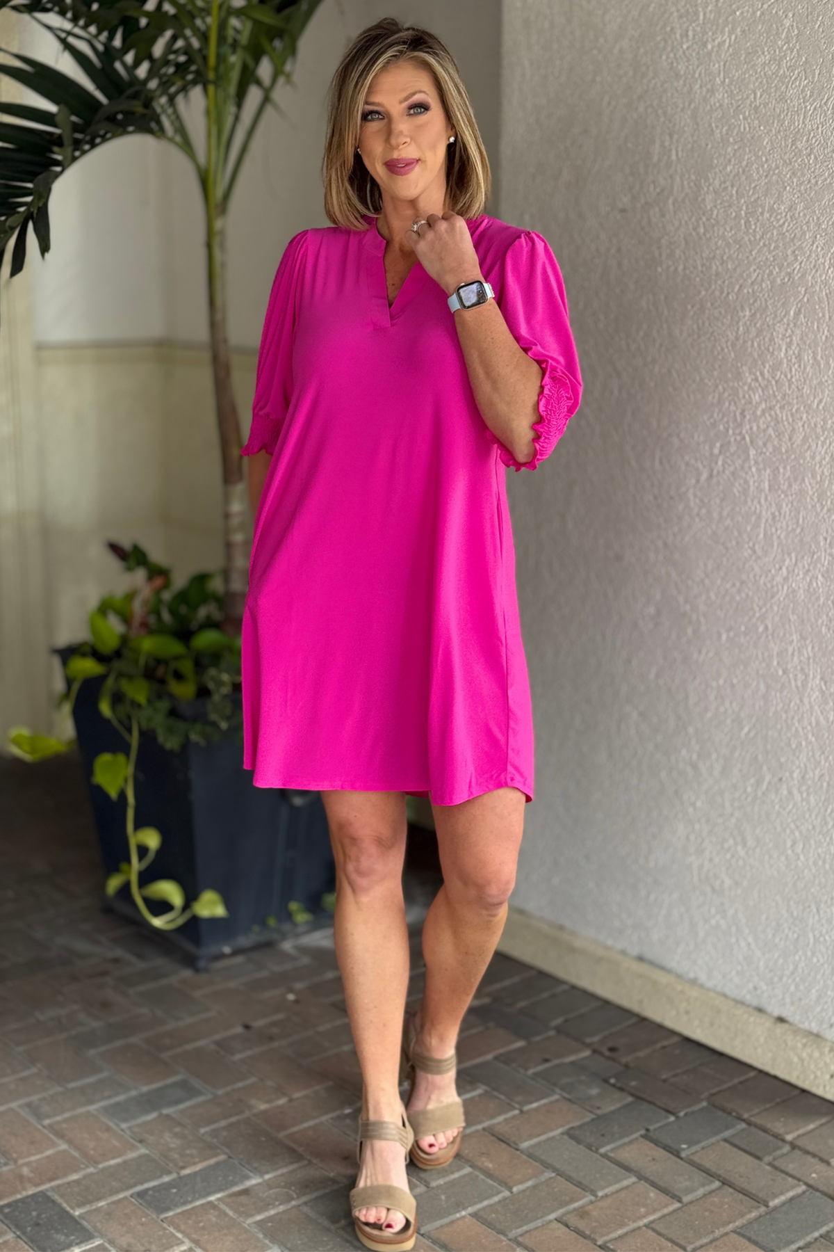 TPN Effortless Shirt Dress – Runway Pink