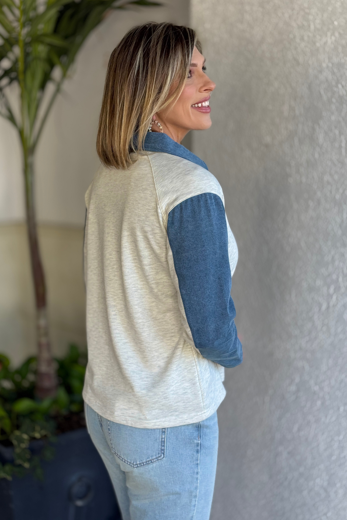 Boutique denim patchwork top from The Pink Nickel