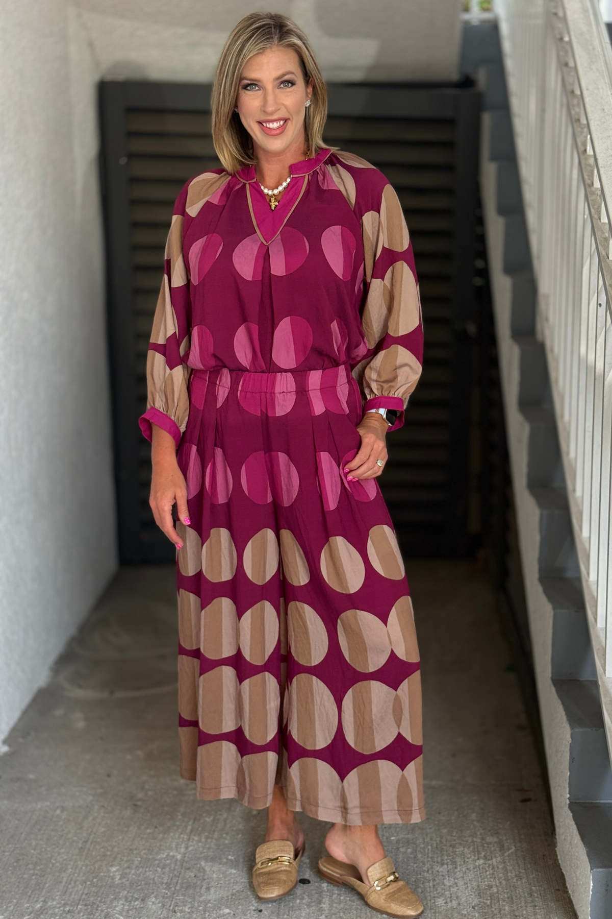 Boutique burgundy wide leg pants