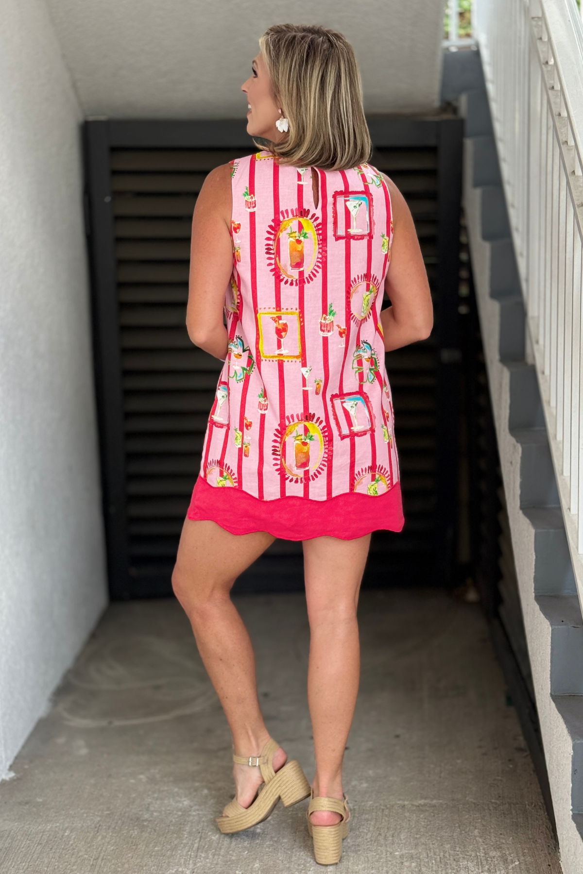 Boutique cocktail print dress perfect for cruises and brunch