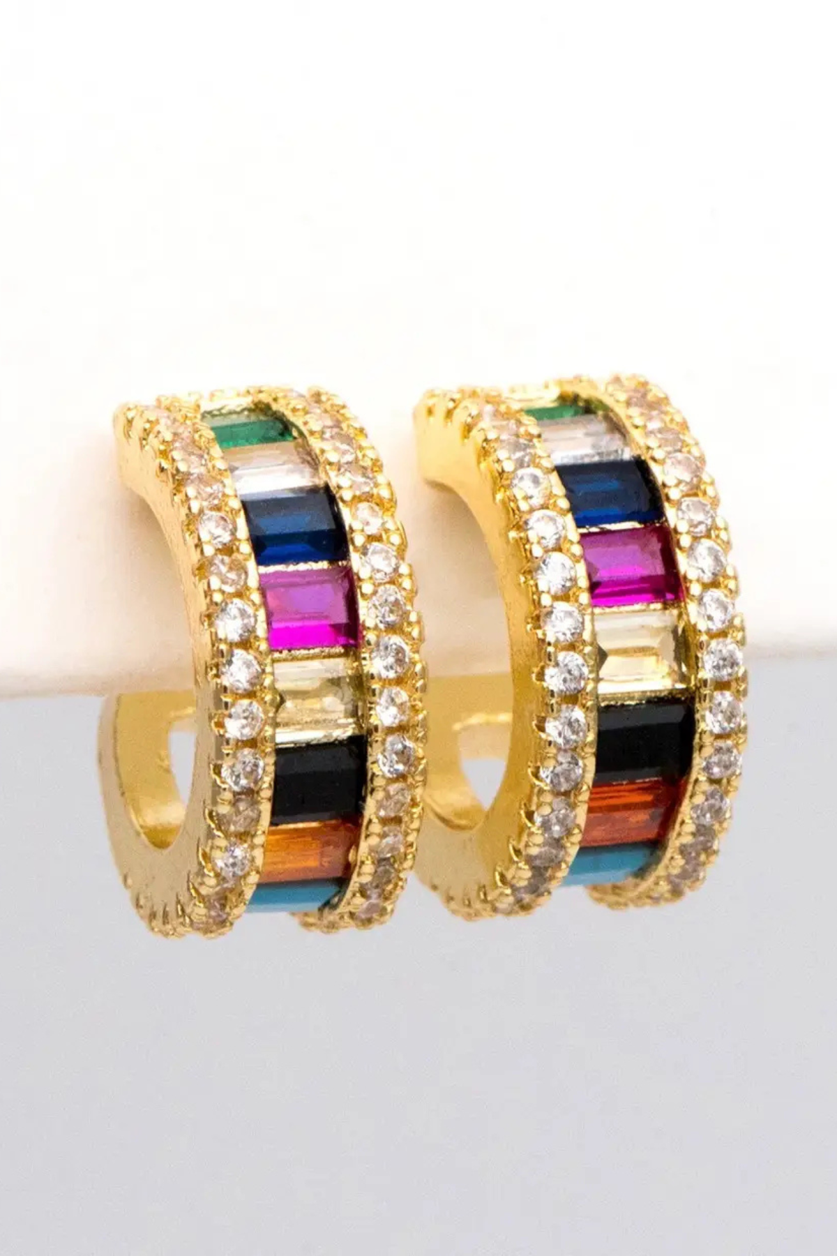 The Ava Rainbow Luxe Hoop Earrings