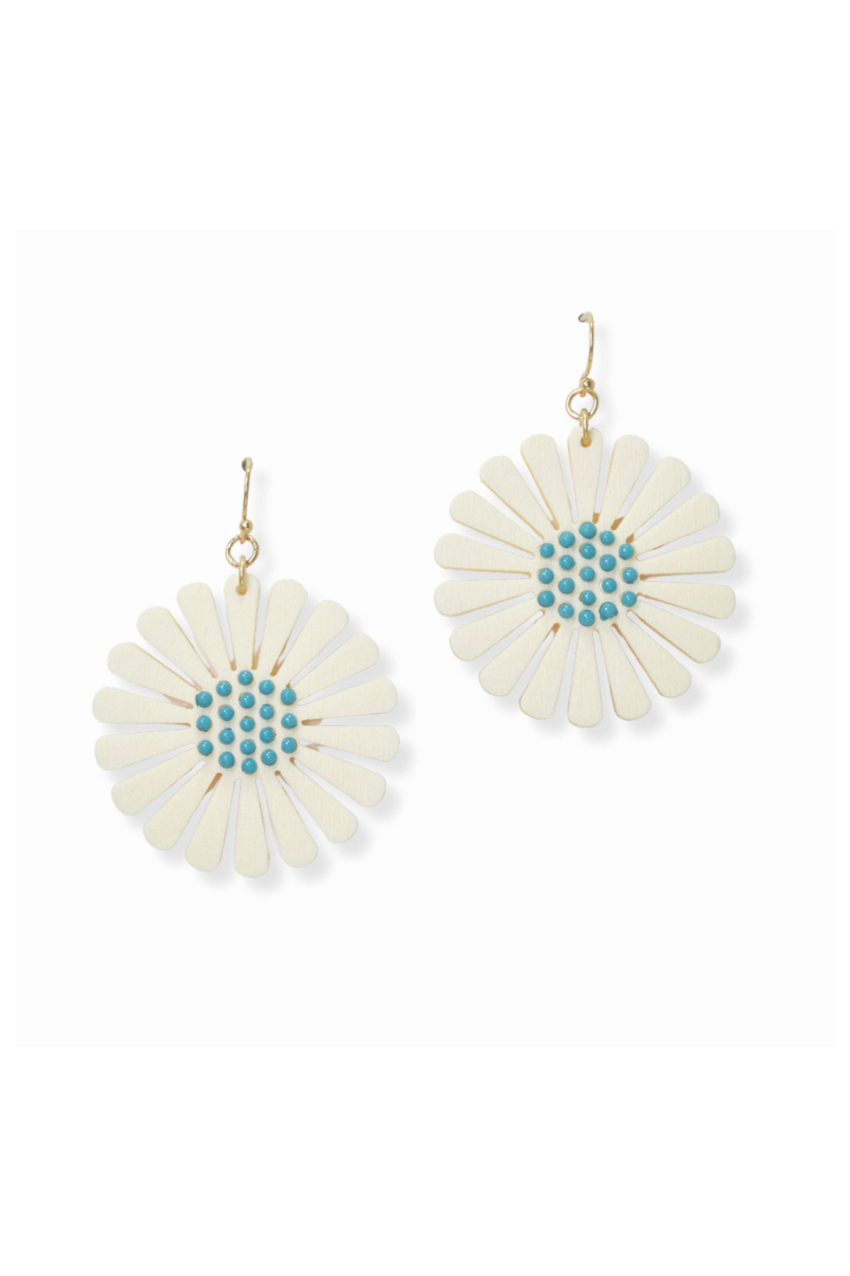 Wood Flower Dangle Earring