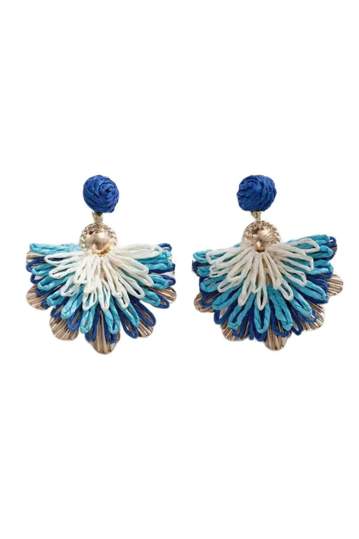 Sunset Bloom Raffia Statement Earrings