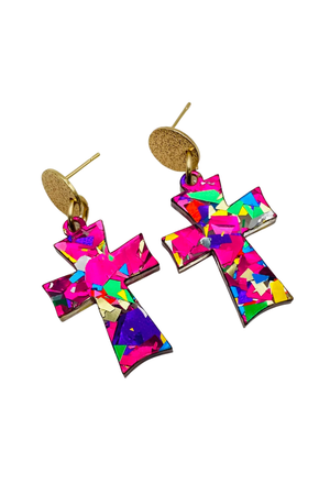 The Confetti Cross Statement Earrings