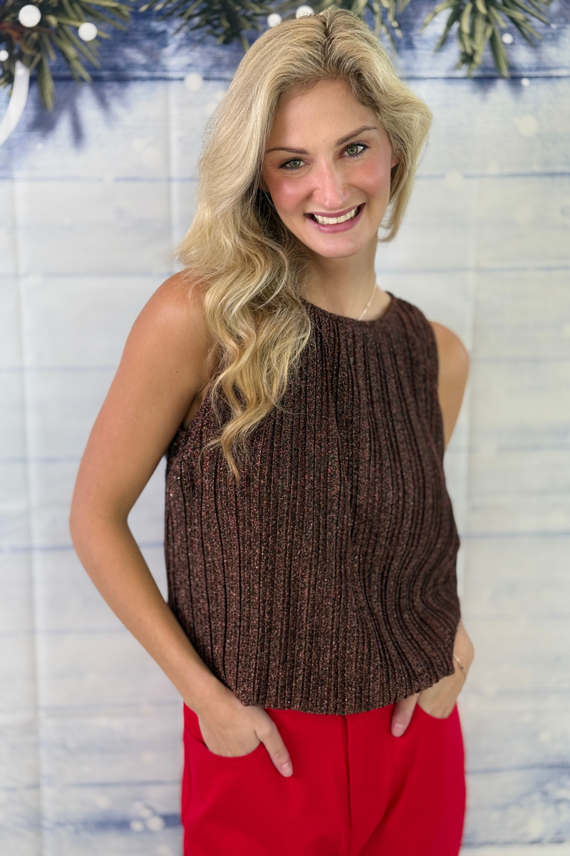 Bronze metallic Christmas party top for women