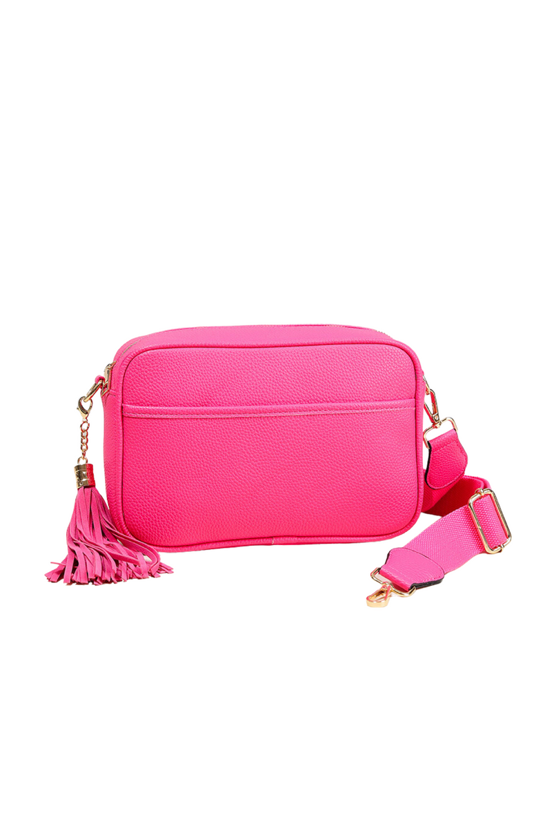 Jenny Faux Leather Crossbody Bag-Hot Pink