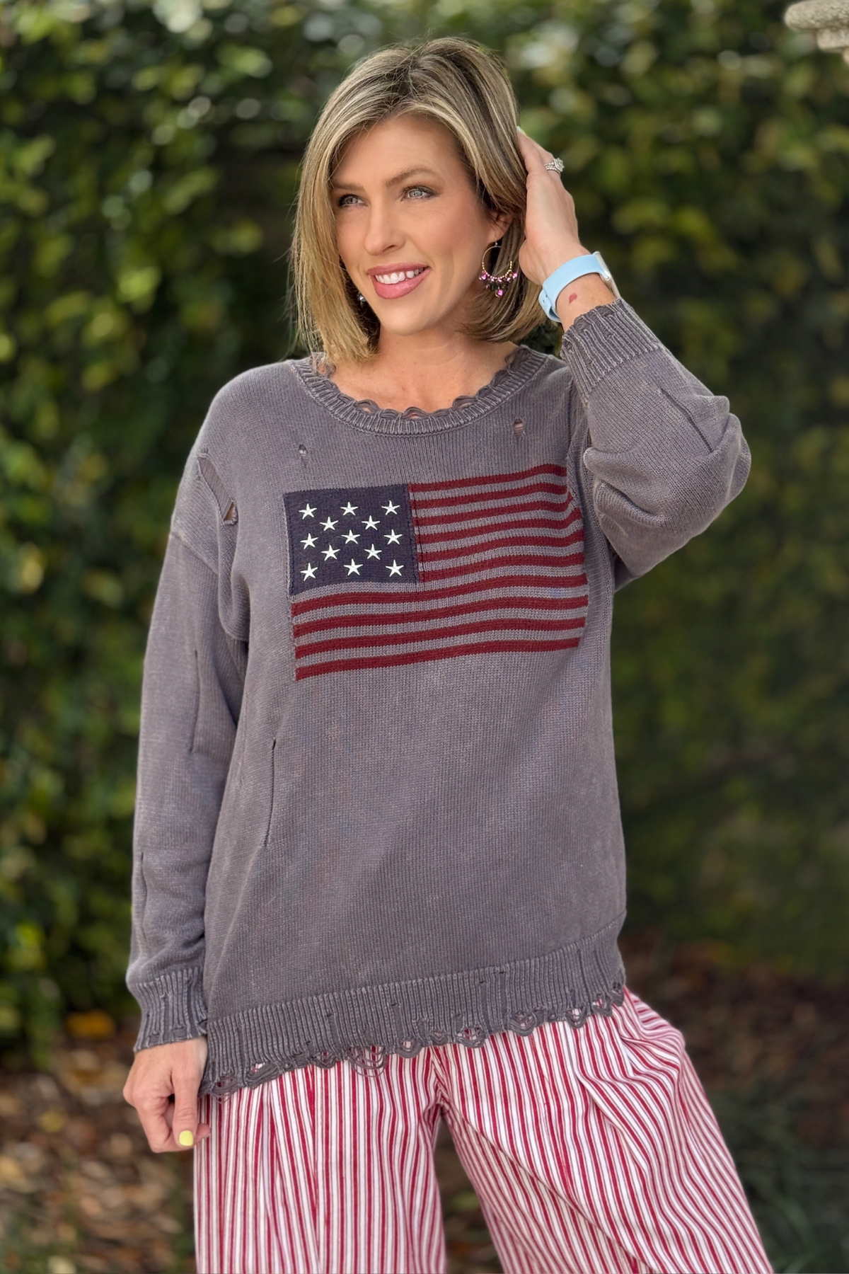 fourth of july flag sweater outfit