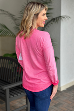 Foiled Again Round Neck Top-Pink