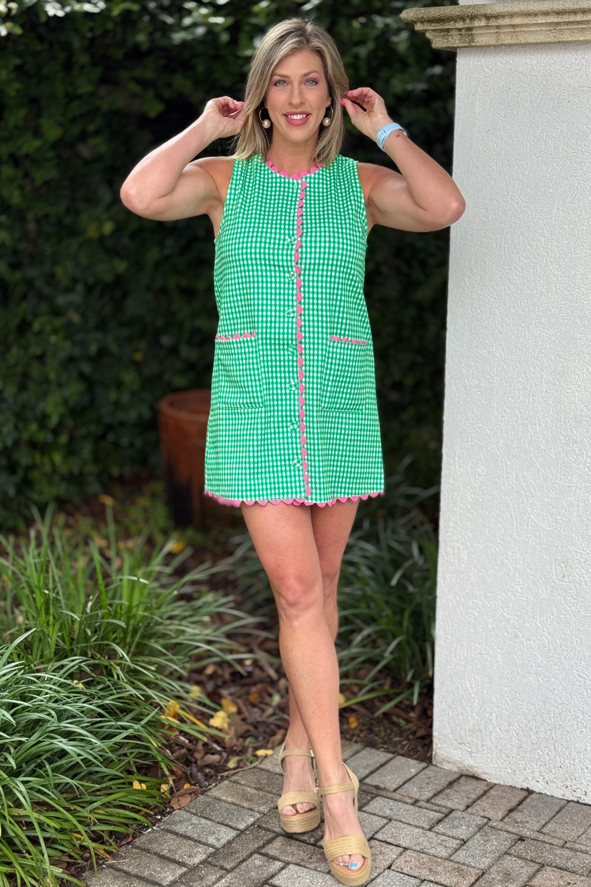 green gingham summer dress Reese Green Gingham Dress Light Green / M main image 0