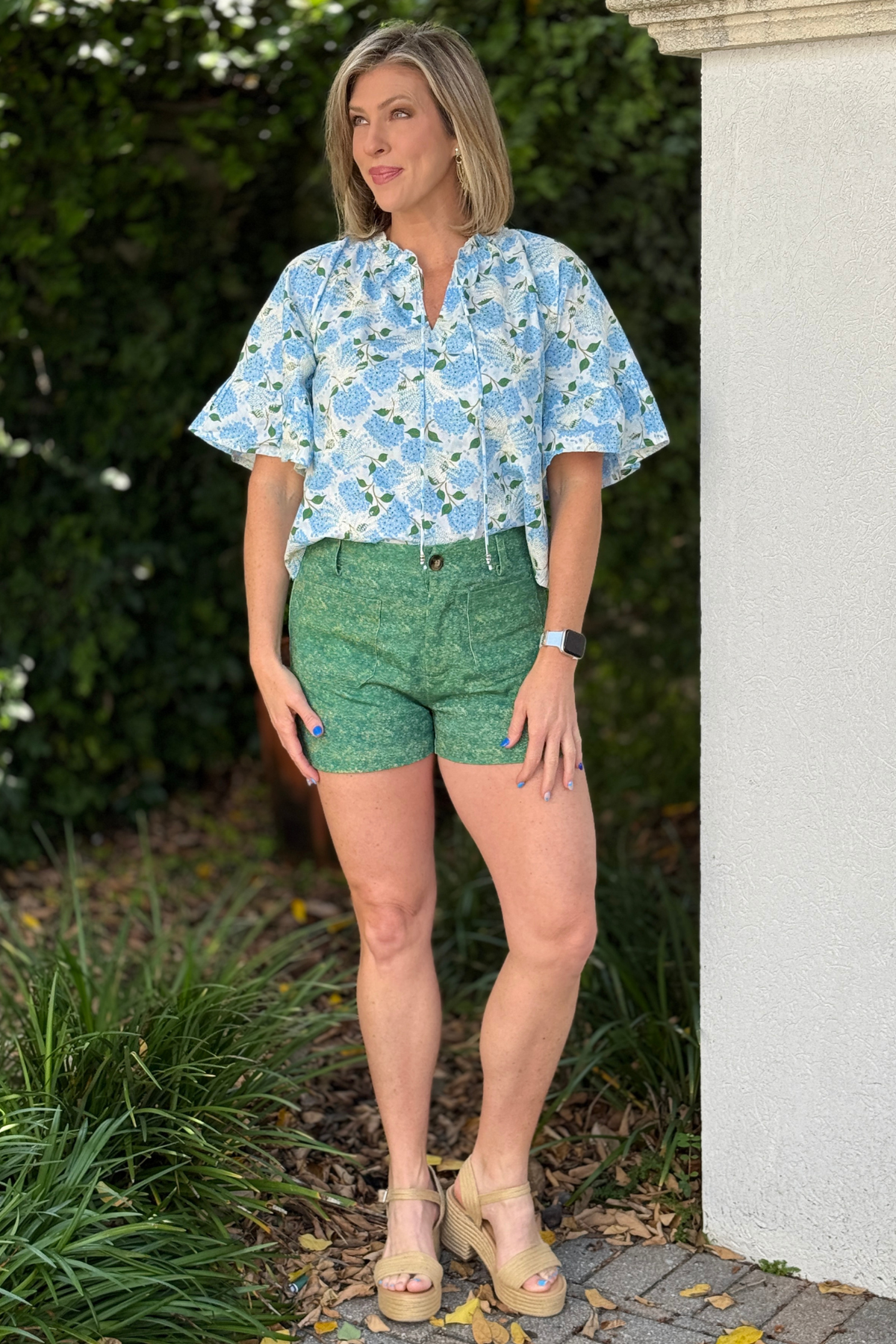 summer boutique shorts with embroidery detail back view