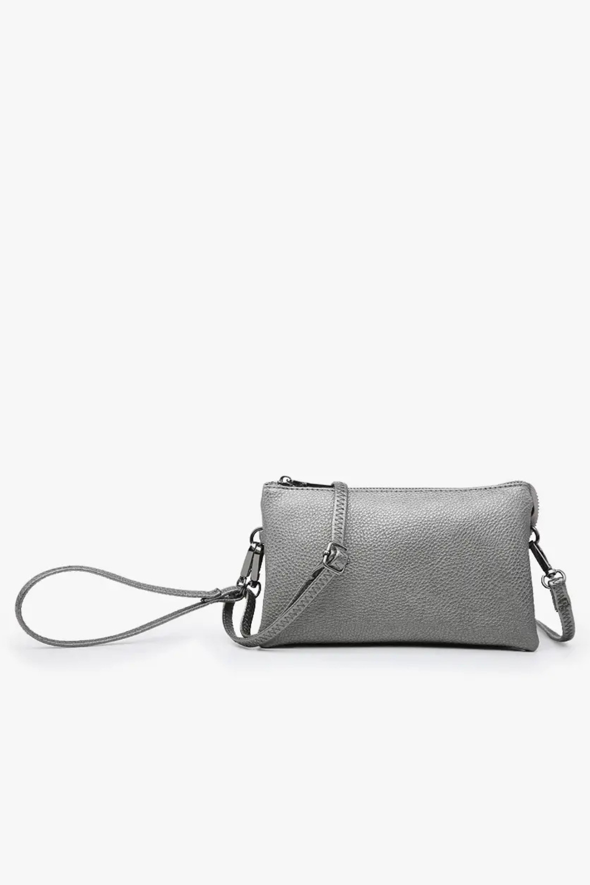 Riley Monogrammable 3-Compartment Crossbody & Wristlet-Gun Metal