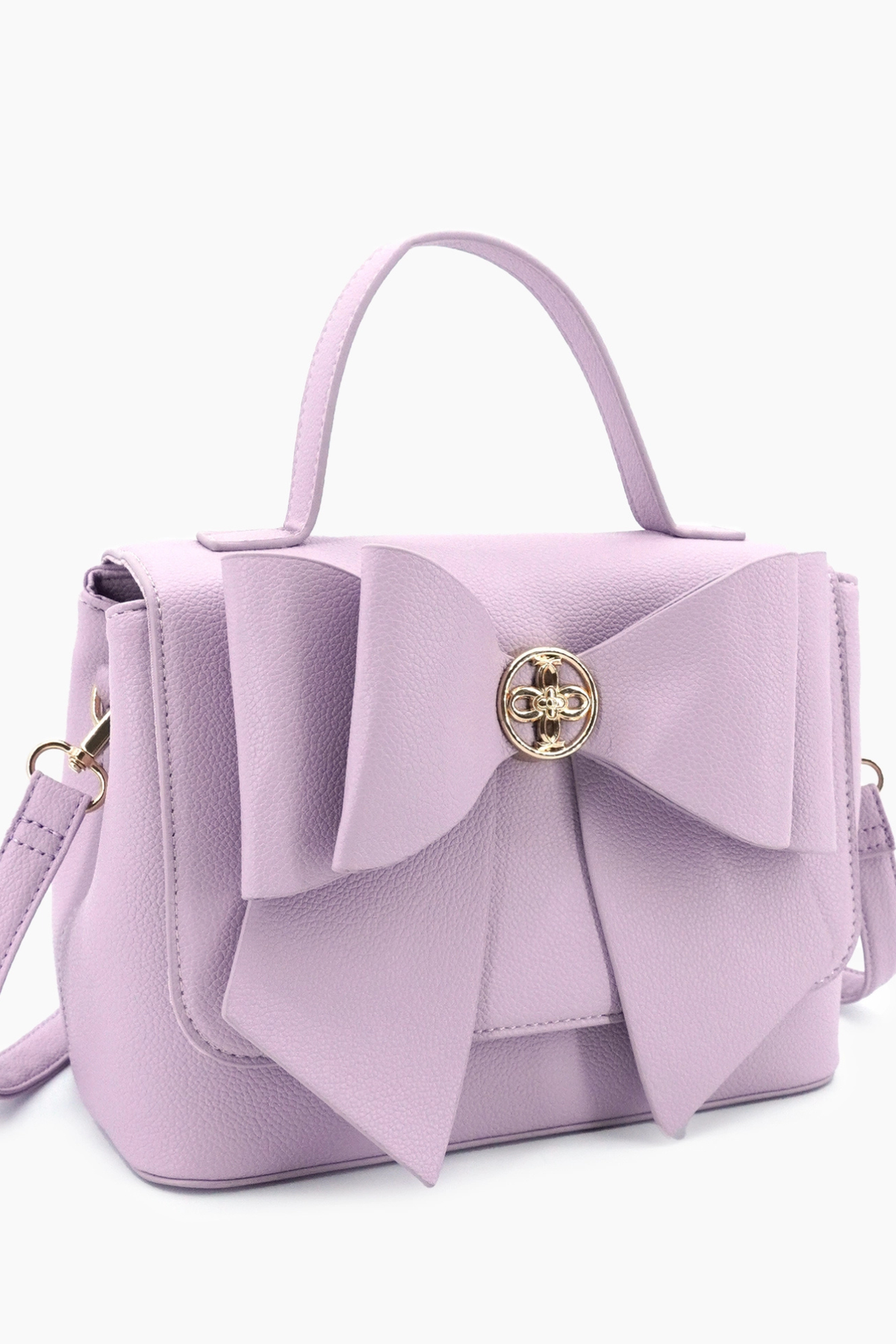Pastel purple purse with double bow front detail