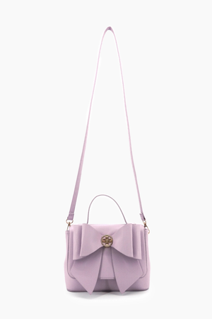 Lavender bow crossbody handbag with gold hardware