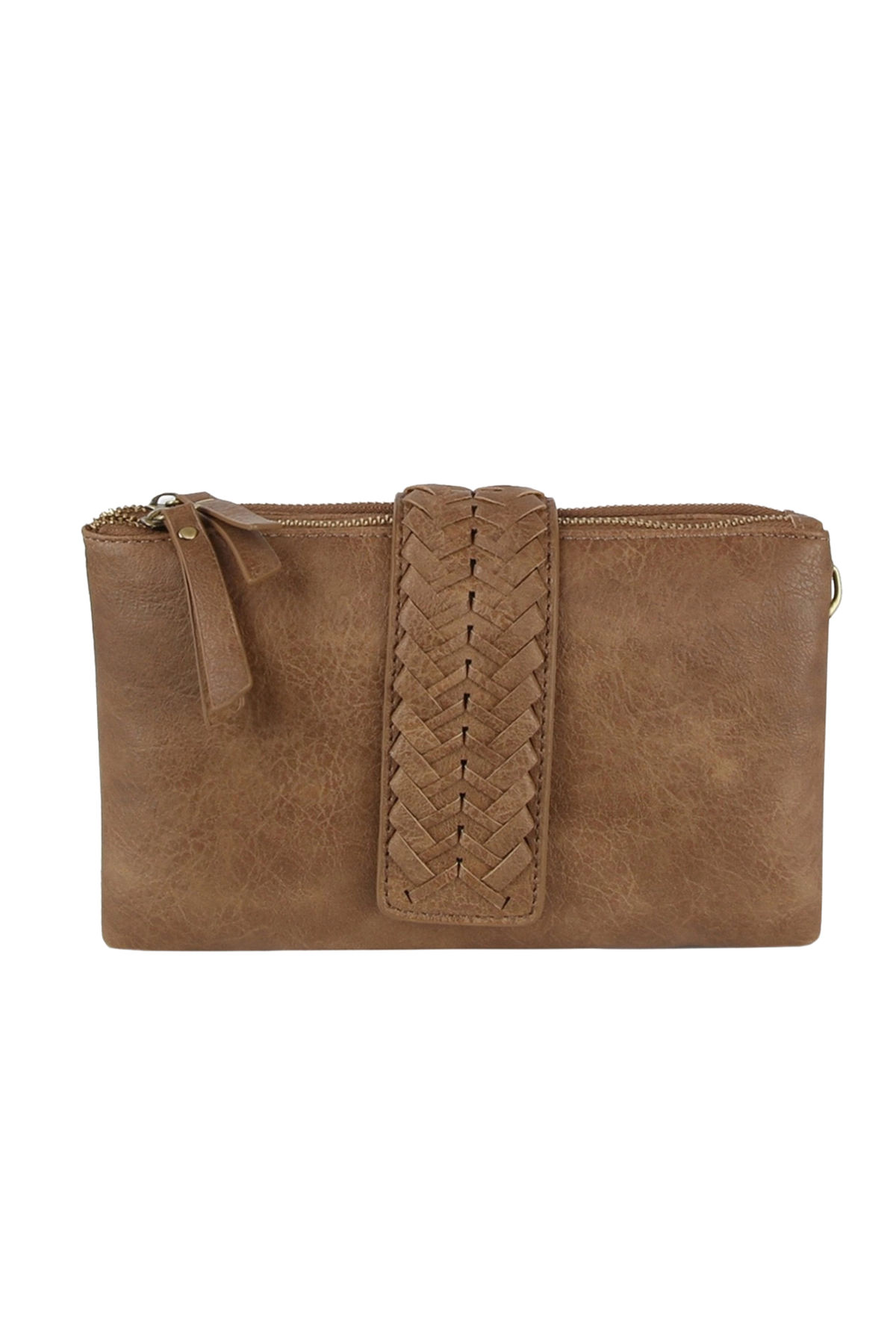 Stone braided detail two compartment crossbody bag