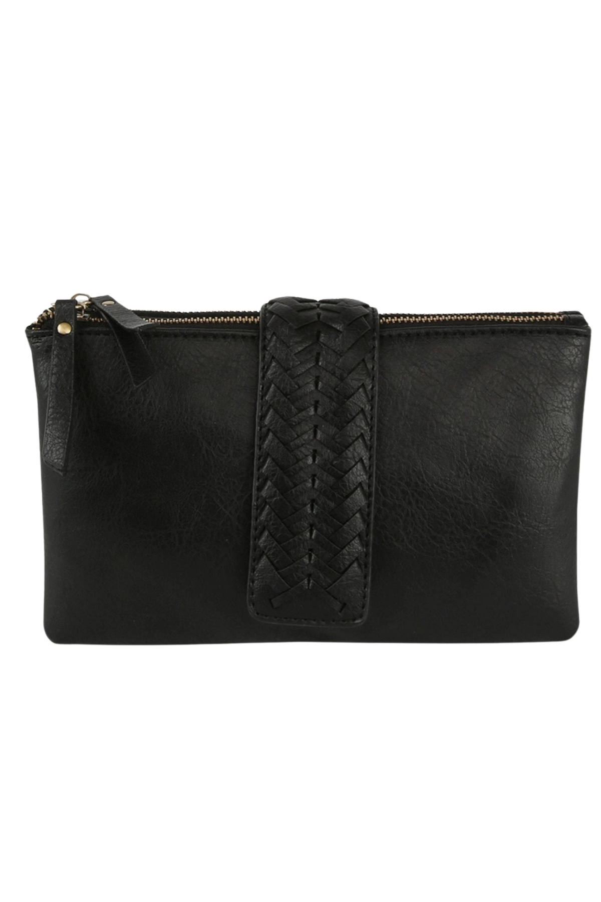 Black braided detail two compartment crossbody bag