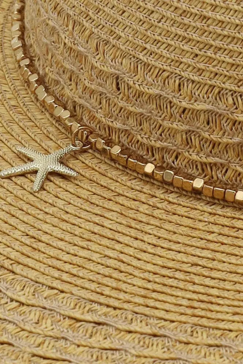 Beach straw hat with coastal-inspired sequin detail