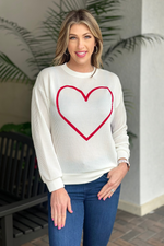 Lot Of Love Heart Ribbed Outline Graphic Long Sleeve Top