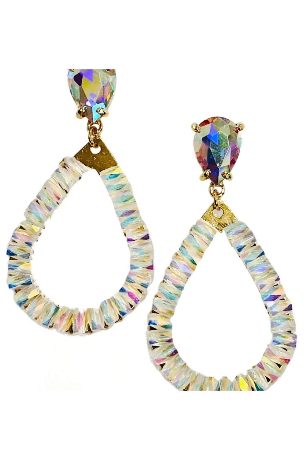 Iridescent Crystal Teardrop Earrings