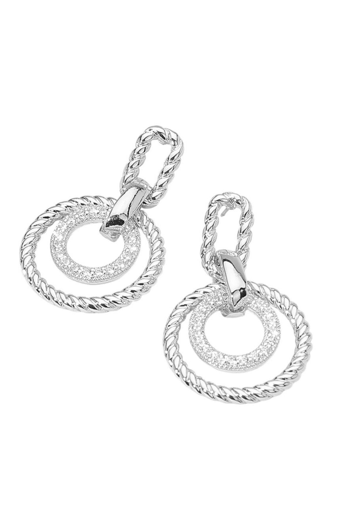 Twisted Luxe Double Circle CZ Earrings