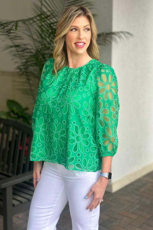 Jade Melody Tam Paulette Floral Embroidered Top