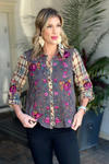 Bennett Chic Plaid Floral Embroidered Top