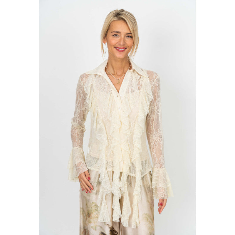 The Positano Ruffle Lace Blouse