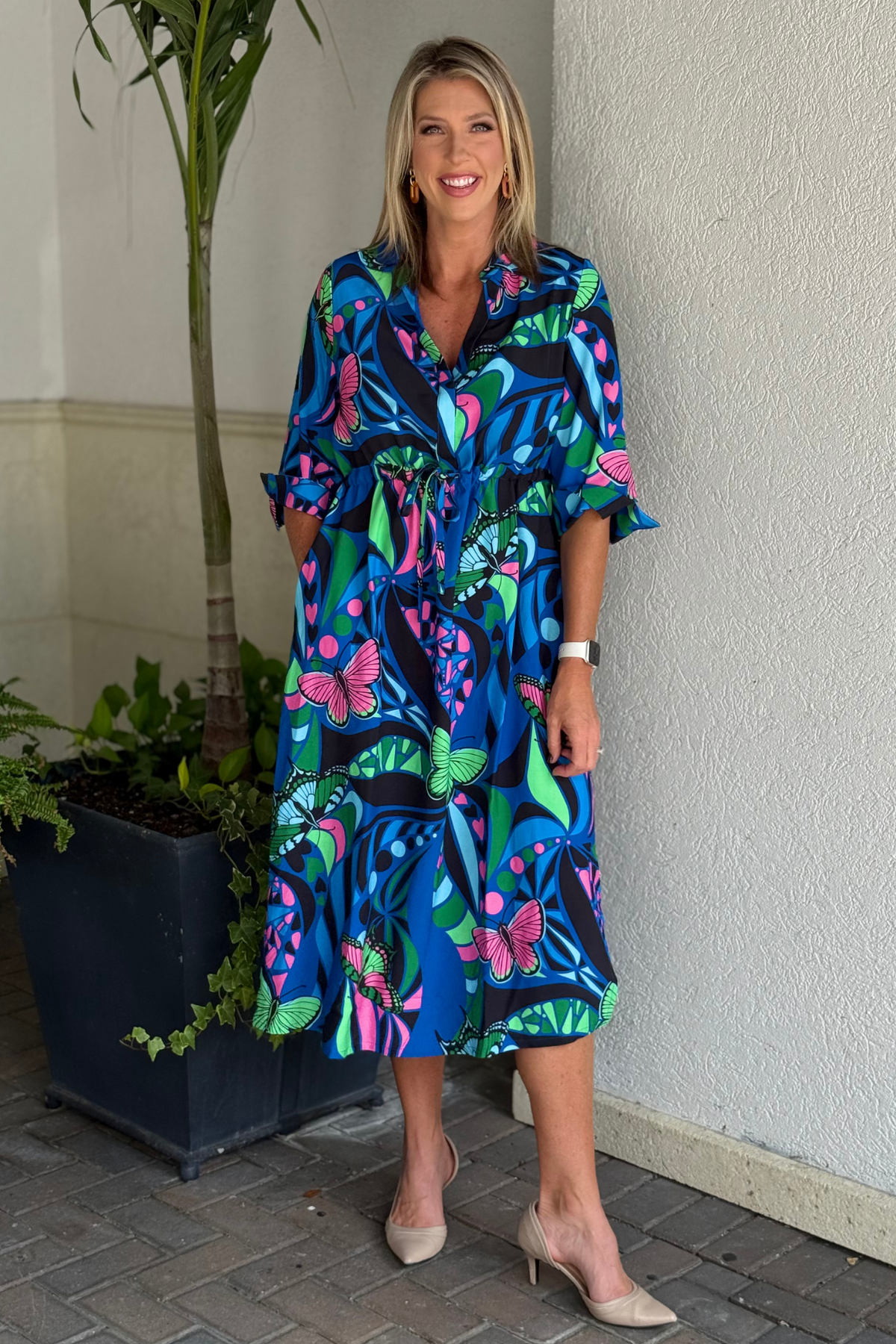 Lesley Evers The Eloise City Fern Dress in Serendipity Blue