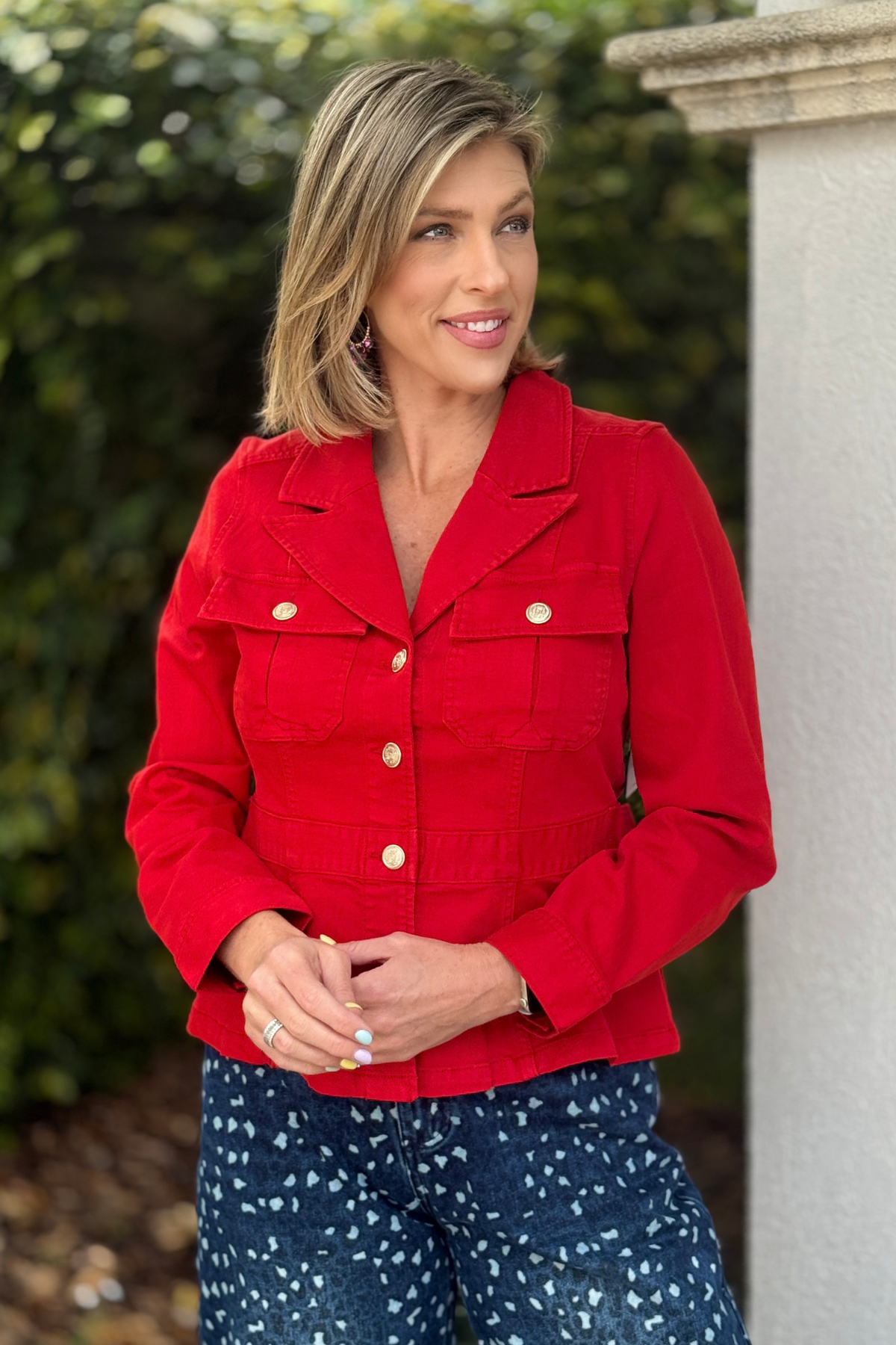 Liverpool fire brick peplum jacket women