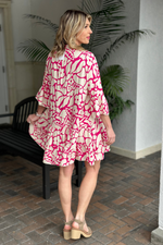 Mirabelle Flower Printed Baby Doll Dress-Pink