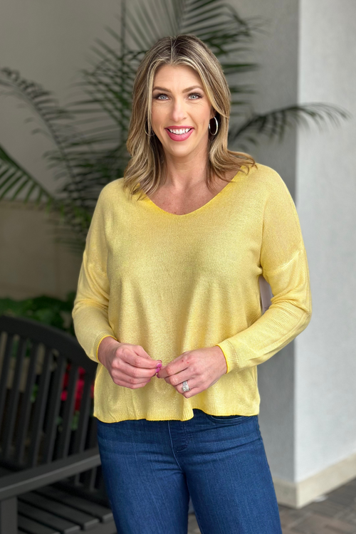 Shimmer and Shine Knit Sweater Top-Yellow