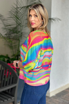 Drip Paint Batwing Knit Sweater Top