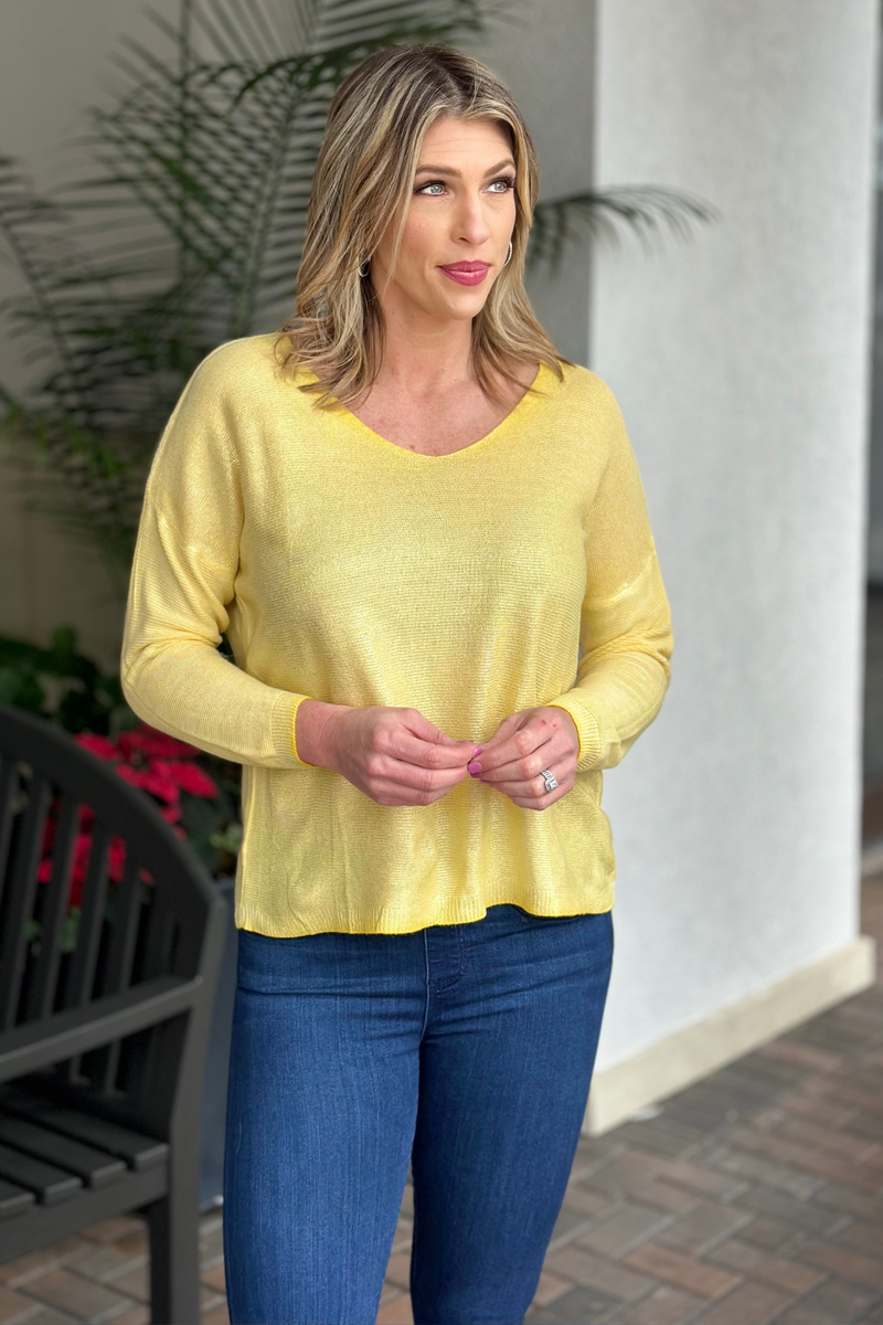 Shimmer and Shine Knit Sweater Top-Yellow