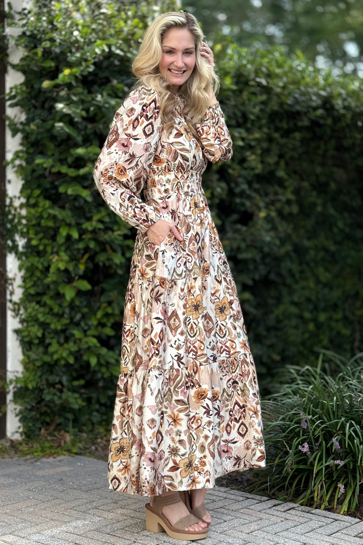 womens printed maxi dress By Together Camille Maxi Dress M
