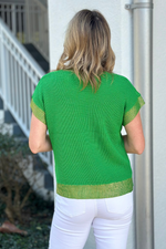 In My Green Era Metallic Point Print Knit Top