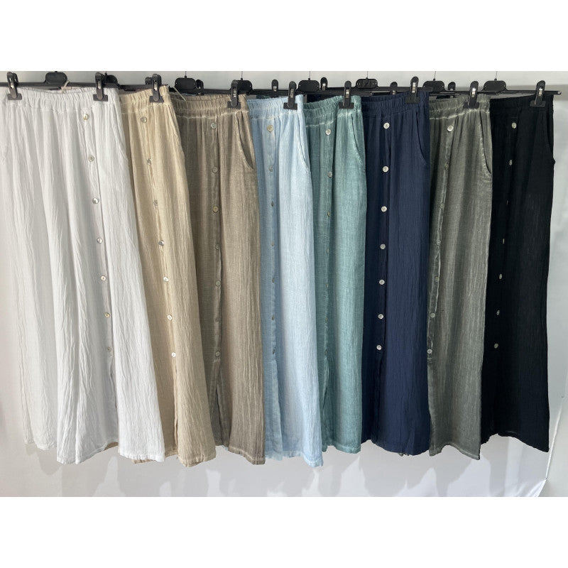 The Portofino Button Detail Linen Blend Pants