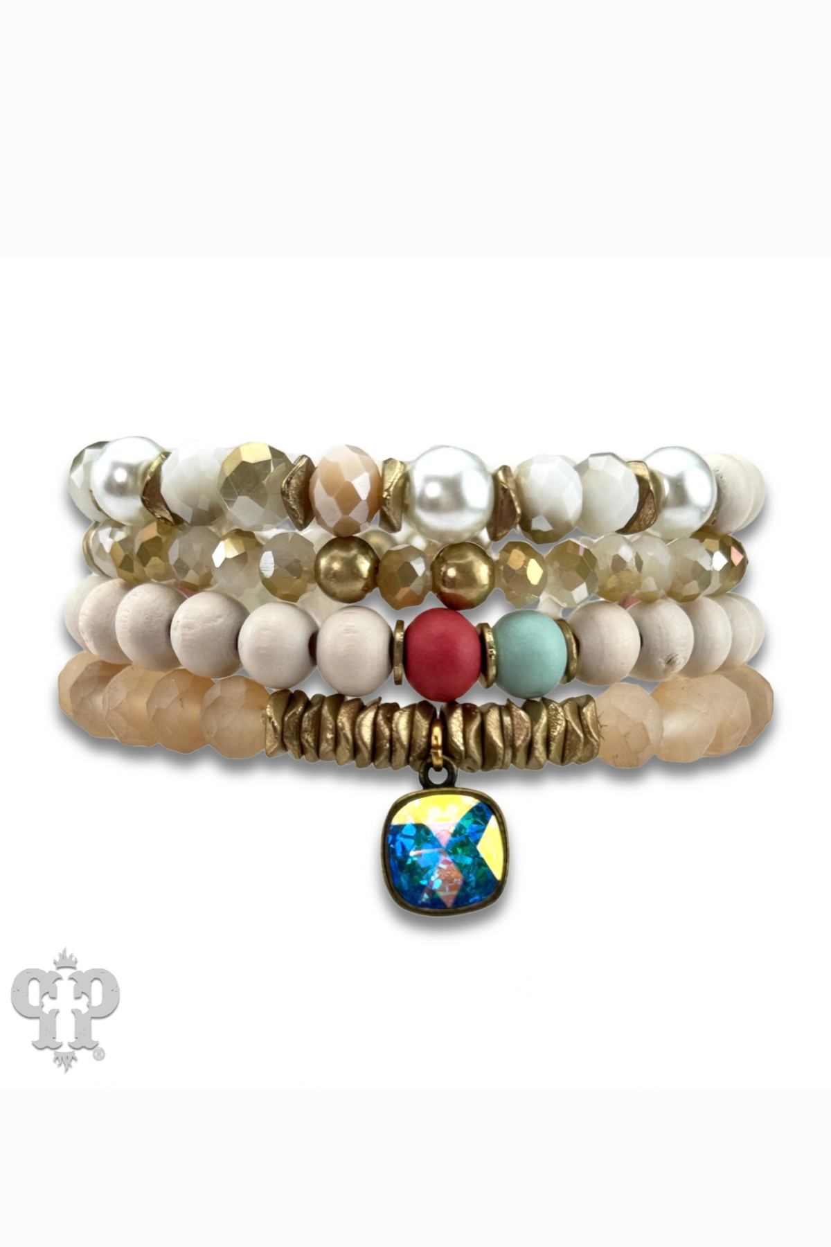 Pink Panache Coastal Confetti Multi-Color Austrian Crystal Bracelet Stack