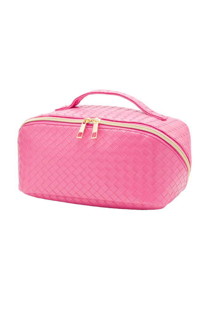 Tierra Woven Solid Travel Cosmetic Bag-Hot Pink