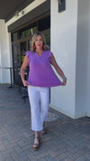 TPN Charlena Solid Ruffle Sleeve Top-Lavender