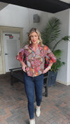Jenner Floral Print Bubble Sleeve Top