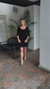 Stacie Ruffle Long Sleeve Dress-Black