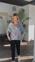 Donatella Flower And Leaves Batwing Mesh Sweater