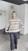 Liverpool Hung On You Boat Neck Textured Striped Sweater