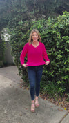 Griffith Peony Pink V-Neck Sweater