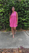 TPN Victoria Solid Sleeveless Dress-Neon Pink