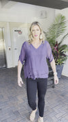 Diana Silk Kaftan Style Blouse Top-Purple