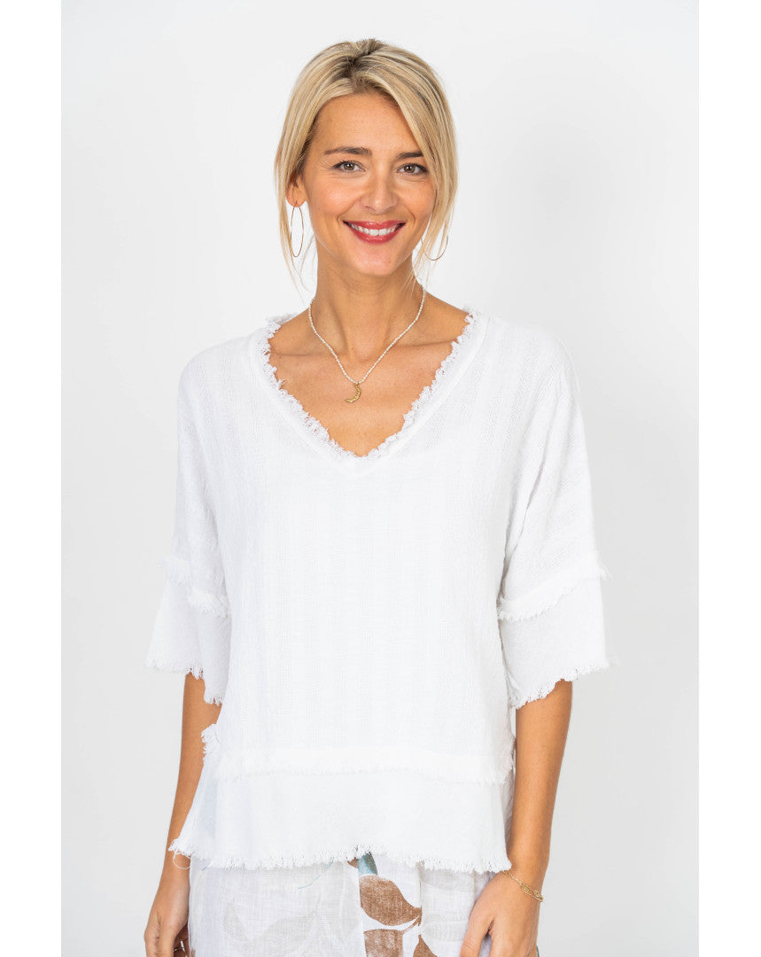 The Amalfi Raw Edge Cotton Top