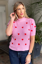 Love Wins Heart Embroidered Knit Sweater Top