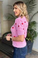 Love Wins Heart Embroidered Knit Sweater Top