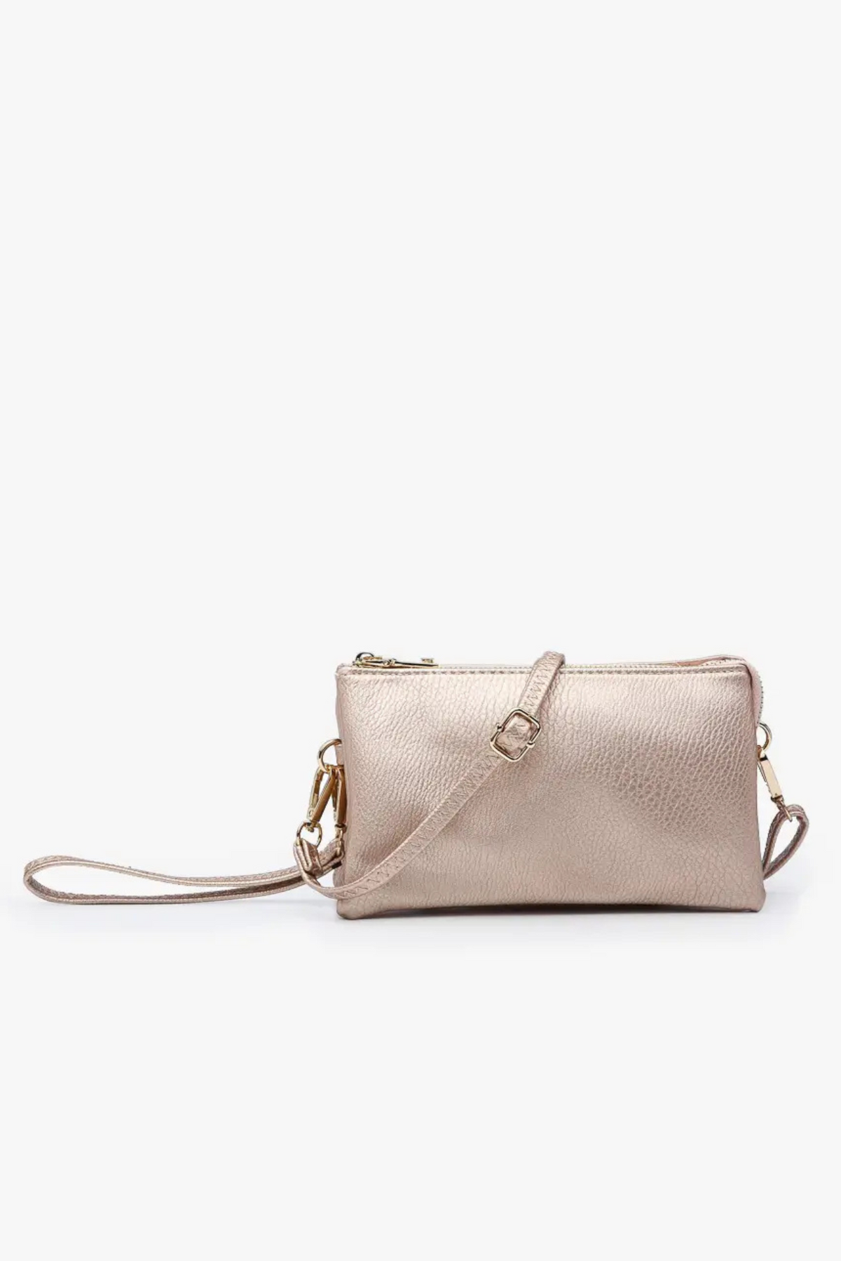 Riley Monogrammable 3-Compartment Crossbody & Wristlet- Rose Gold